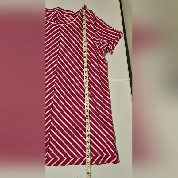 Soft Surroundings Fushia Striped Short Sleeve Tee Size Medium - Picture 11 of 14
